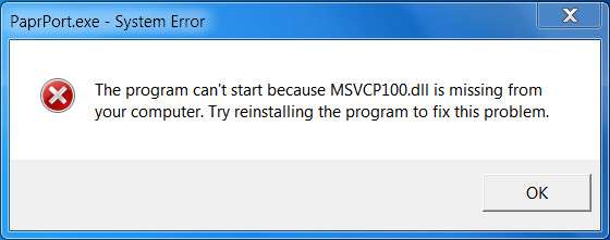 Відсутній msvcr100 dll — Виправлення помилки